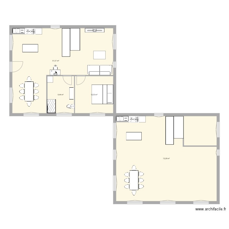 N2 étage salon. Plan de 4 pièces et 144 m2