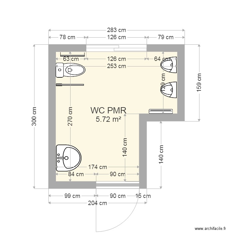 wc pmr. Plan de 0 pièce et 0 m2