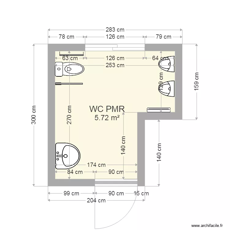 wc pmr. Plan de 
