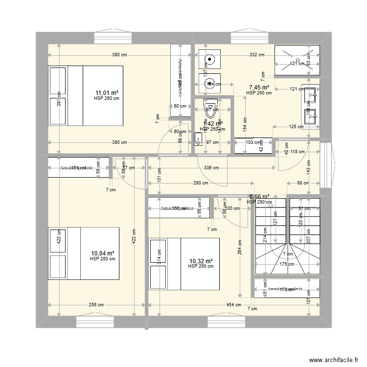 Osvi etage. Plan de 6 pièces et 50 m2
