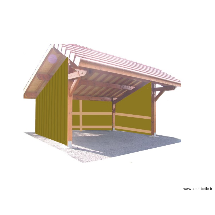 Vue sud carport 3 4 FACE. Plan de 3 pièces et 8 m2