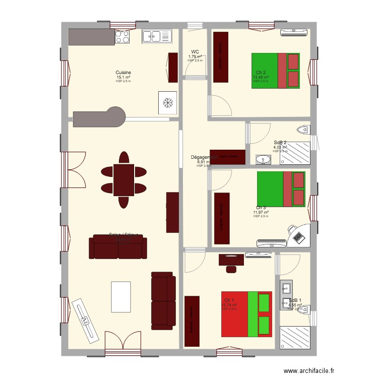 Plan de maison F4. Plan de 0 pièce et 0 m2