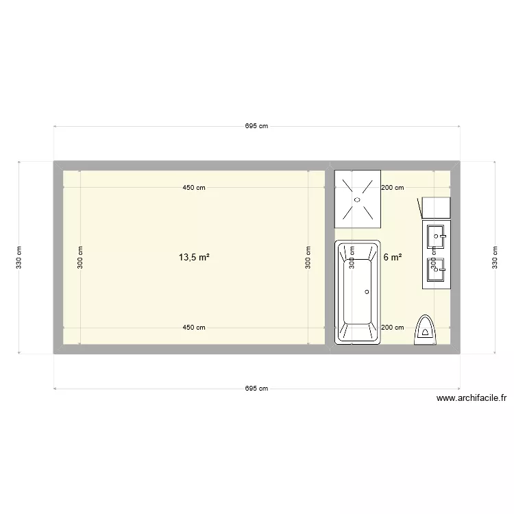 chambre SDB. Plan de 