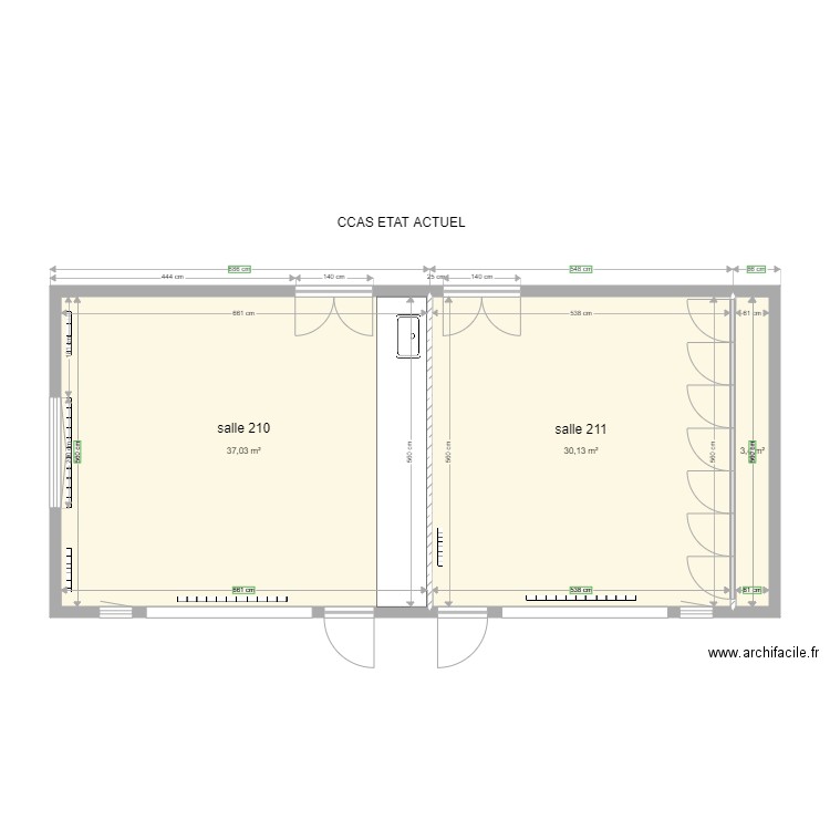 CCAS 1. Plan de 3 pièces et 71 m2