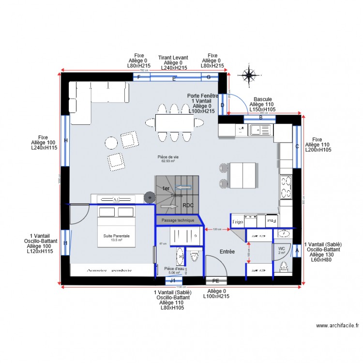 Plan Cercier version pour calcule surface. Plan de 0 pièce et 0 m2