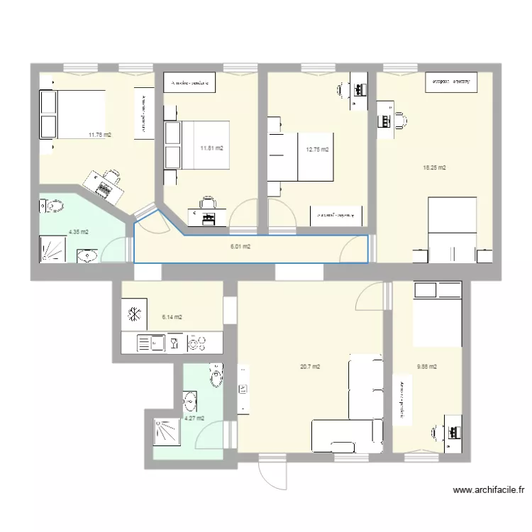 APPARTEMENT 28M 107m2 AMENAGEMENT. Plan de APPARTEMENT 28M 107m2 AMENAGEMENT. Plan de