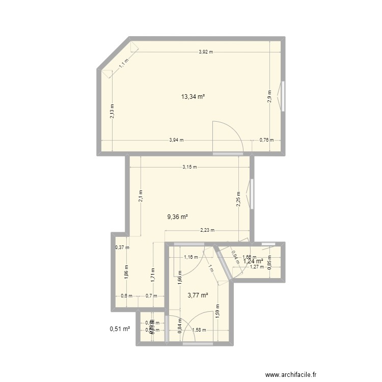  rénovation tolbiac. Plan de 5 pièces et 28 m2