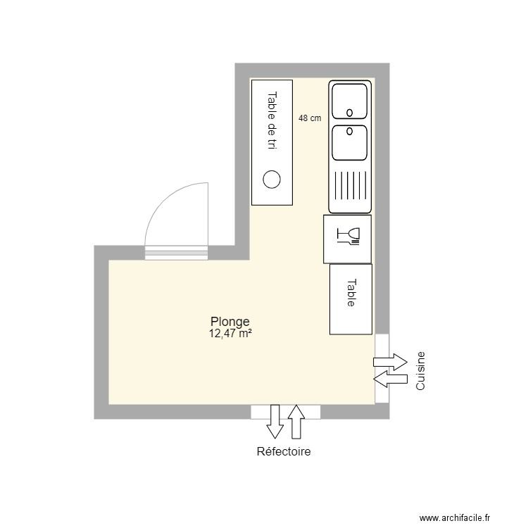 Plonge Tholonet. Plan de 1 pièce et 12 m2