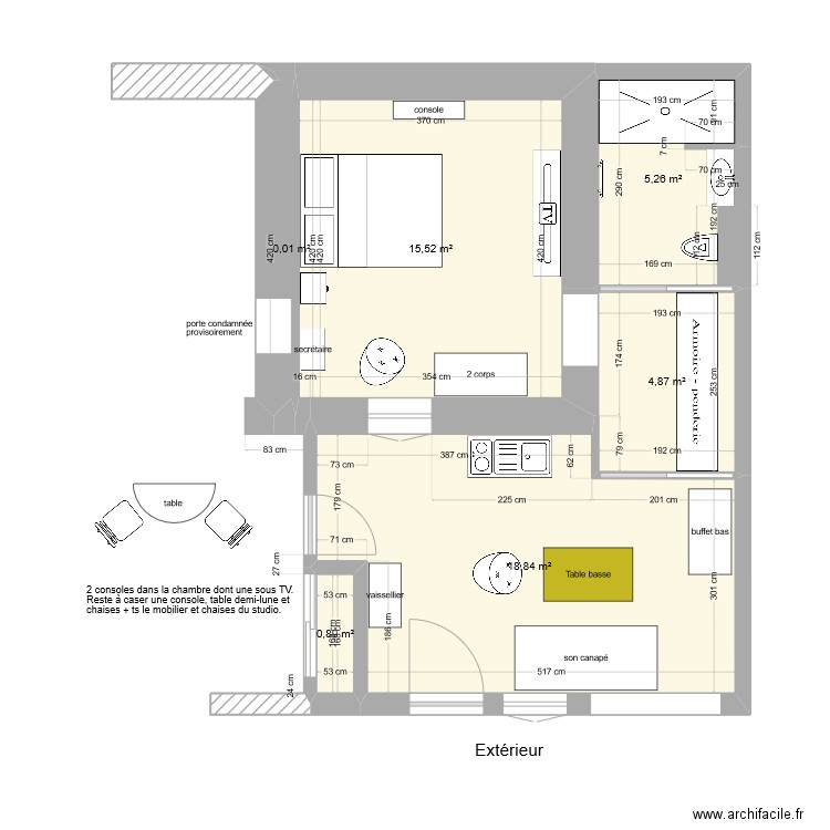 plan appart. Plan de 6 pièces et 45 m2