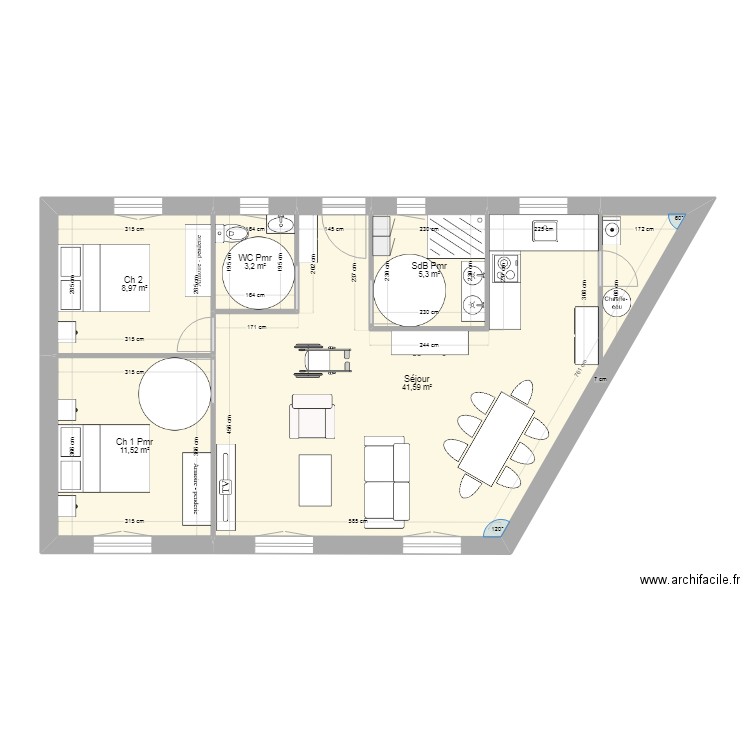 STGEORGE 2. Plan de 5 pièces et 71 m2