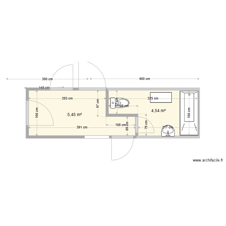 ENTREE WC SDB mur cassé. Plan de 0 pièce et 0 m2