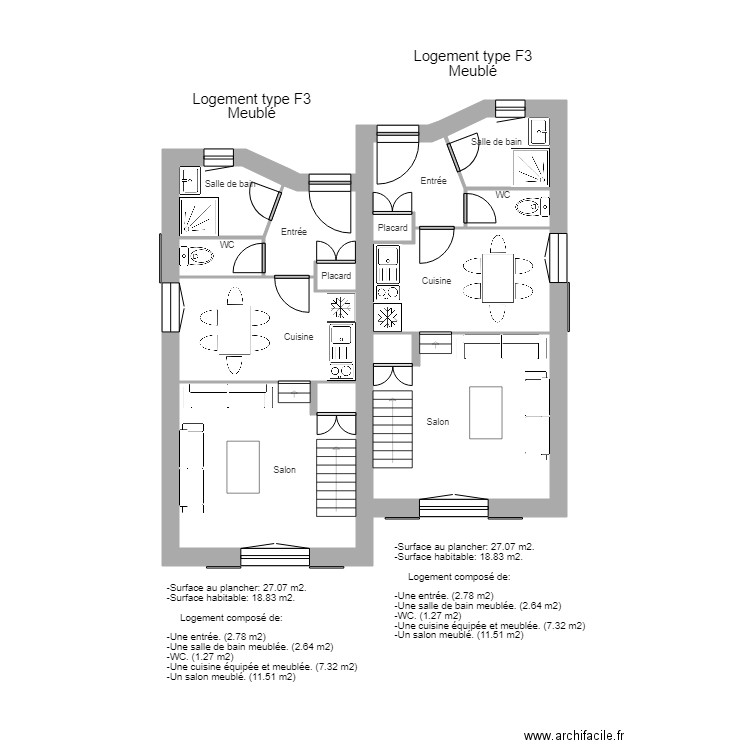 Plan RDC Bloc 2 . Plan de 0 pièce et 0 m2