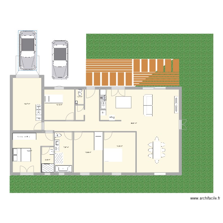 Maison T5 à louer modèle 2. Plan de 9 pièces et 147 m2