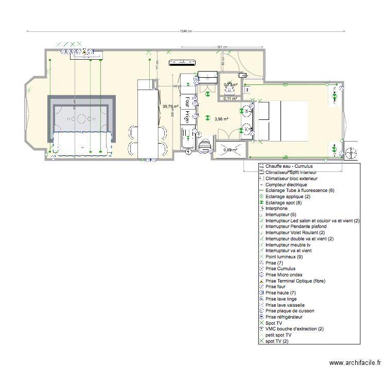 Luxury Apartment 4 Personnes final. Plan de 6 pièces et 46 m2