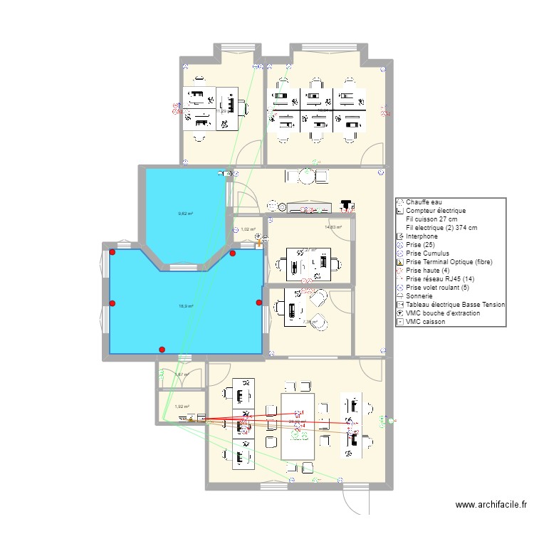 276 PRADO 3ème - Prise et autres. Plan de 11 pièces et 119 m2