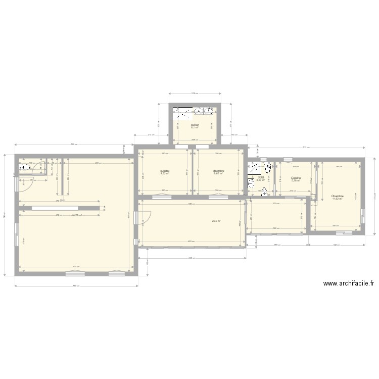 maison cantona Modifiée. Plan de 32 pièces et 410 m2