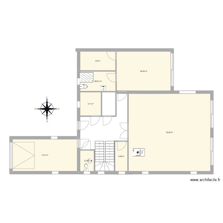 Plan maison 3. Plan de 8 pièces et 108 m2