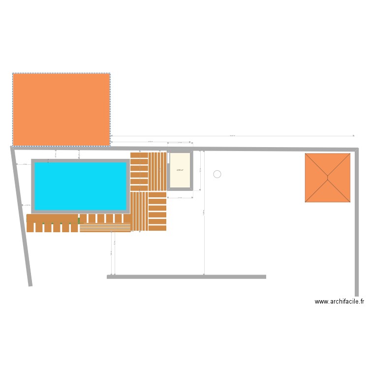 piscine. Plan de 1 pièce et 5 m2