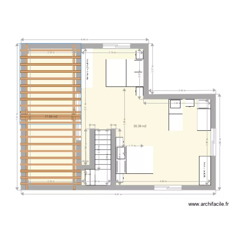 Studio Ianja V5 avec etage. Plan de 