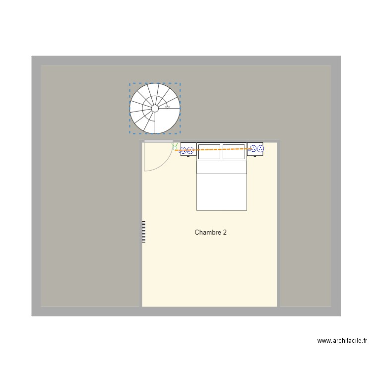 Melay etage. Plan de 2 pièces et 53 m2