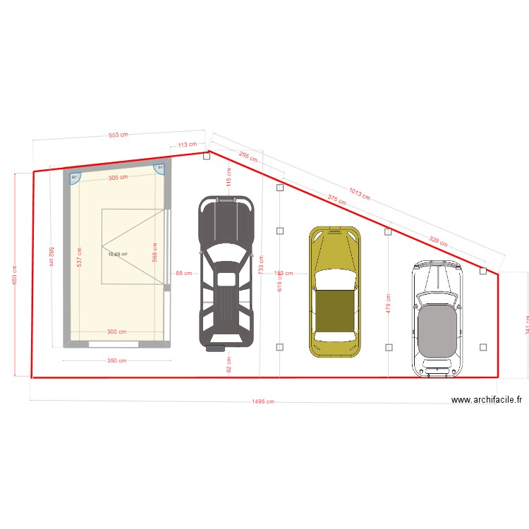 appenti. Plan de 1 pièce et 17 m2