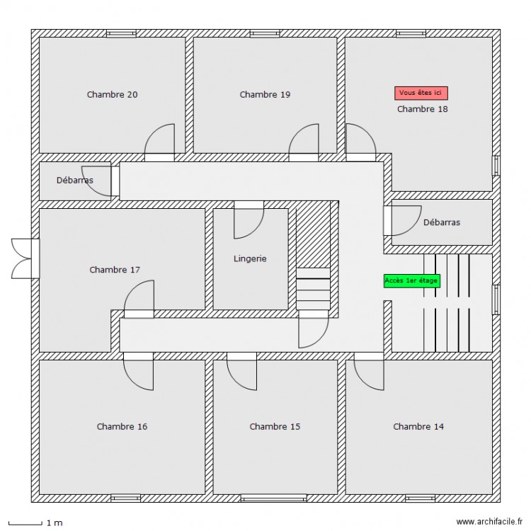 Auberge - 2e etage - Chambre 18. Plan de 0 pièce et 0 m2