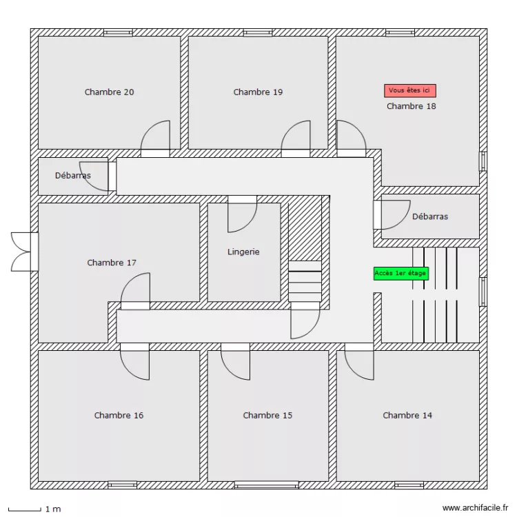 Auberge - 2e etage - Chambre 18. Plan de 