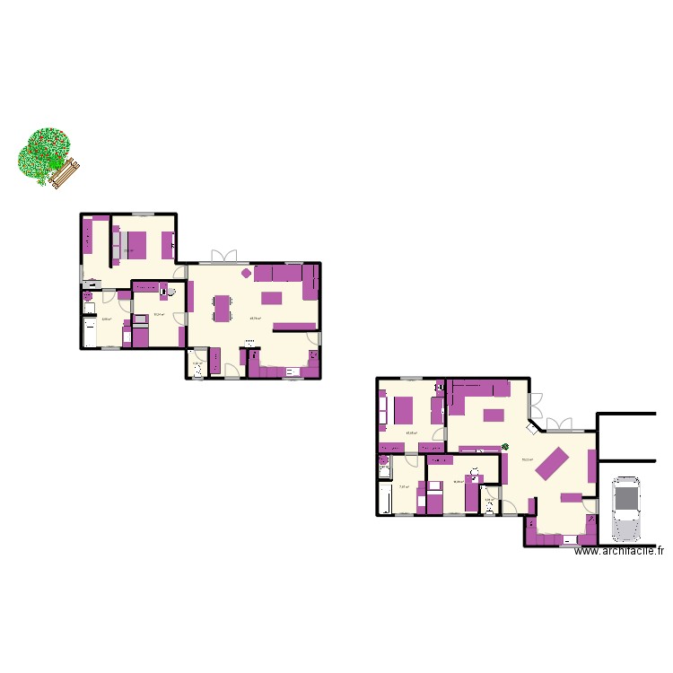 75 m². Plan de 13 pièces et 198 m2