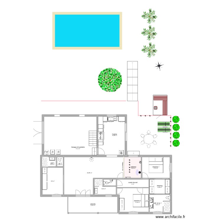 projet 5 C Allemagne. Plan de 15 pièces et 143 m2