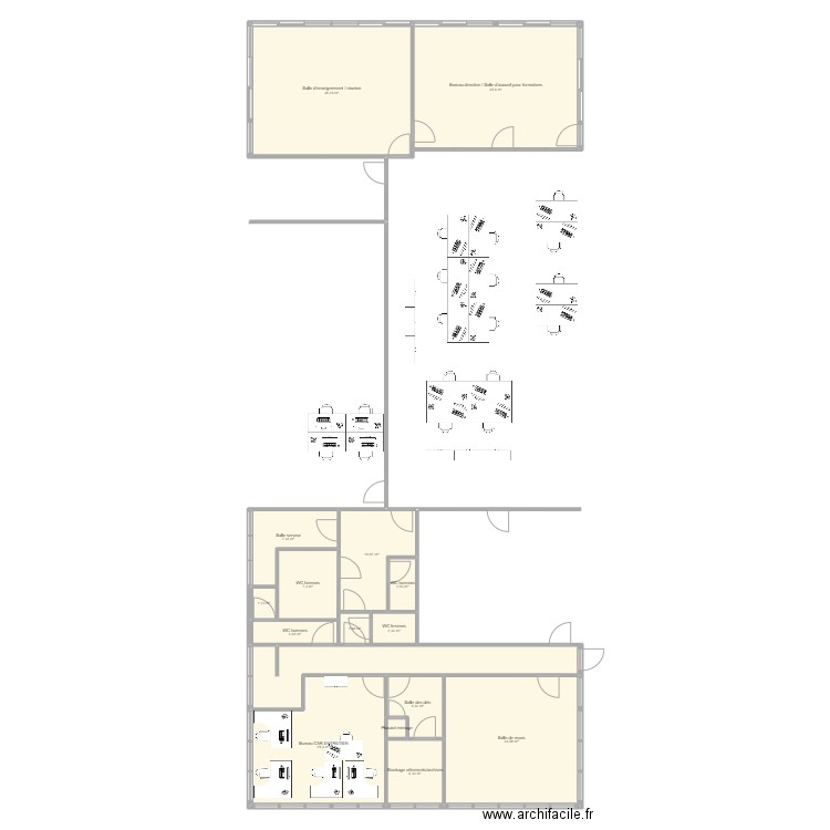 Atelier bureaux JOIGNY. Plan de 16 pièces et 198 m2