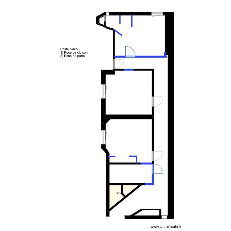 coin nuit (poste corniche). Plan de 0 pièce et 0 m2