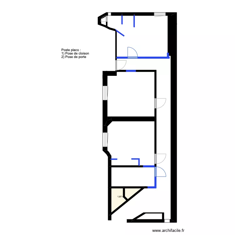 coin nuit (poste corniche). Plan de 