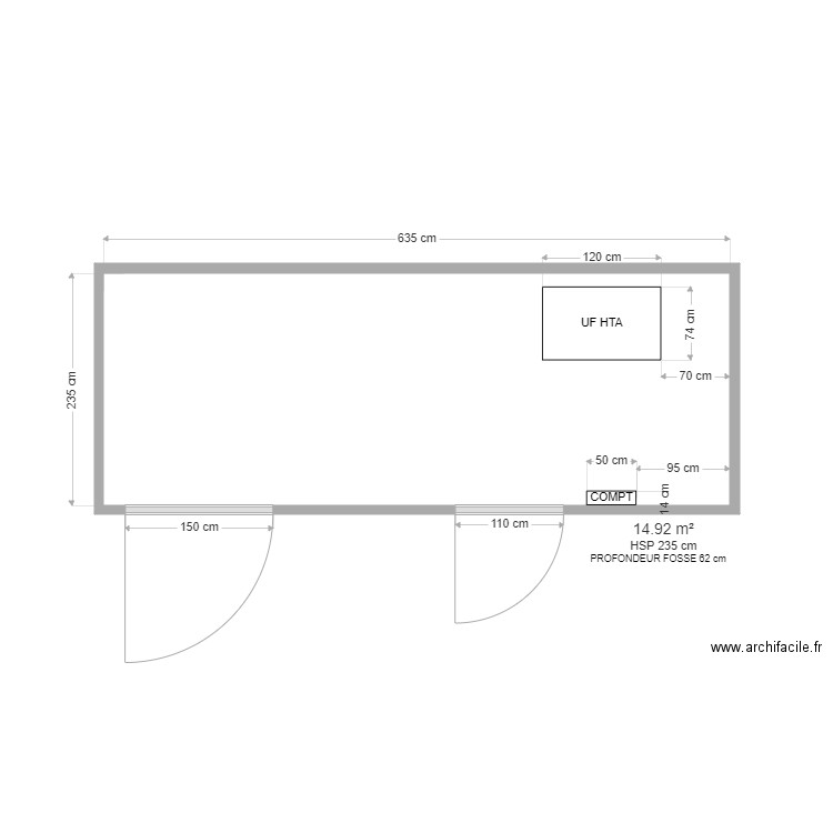 POSTE PPG2 ASCOUX Ind.01. Plan de 1 pièce et 15 m2