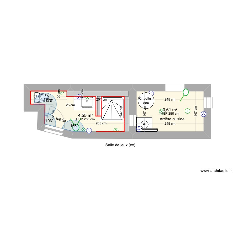 sdb sdjeux 2. Plan de 2 pièces et 8 m2