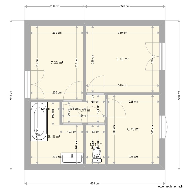 maguide sous sol. Plan de 6 pièces et 32 m2