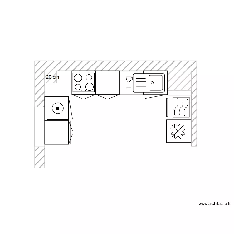 CUISINE CAUZACI. Plan de 