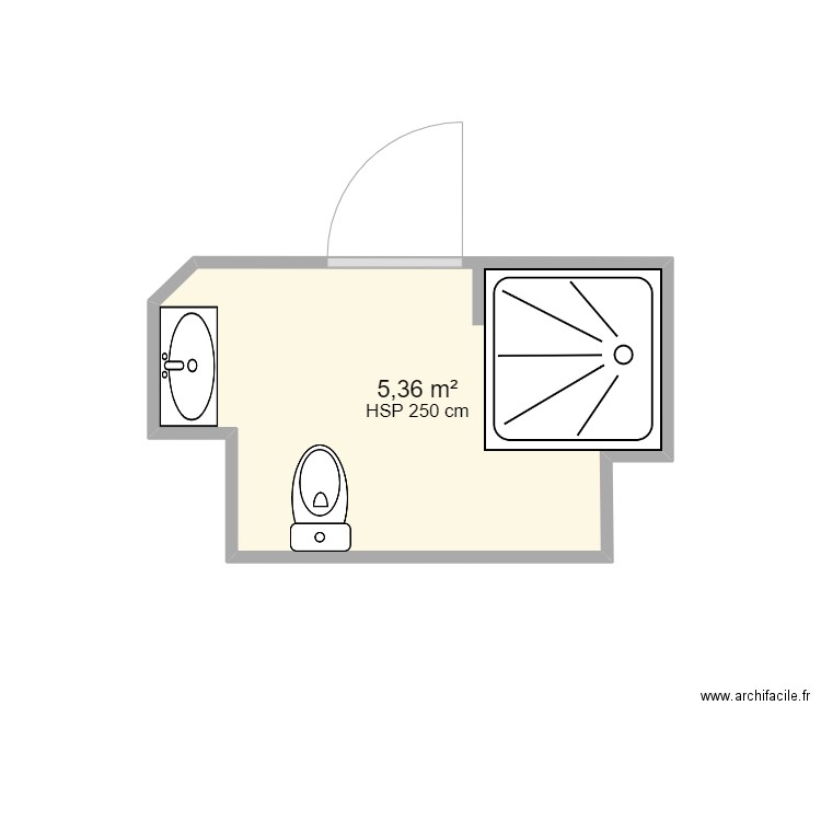 Salle de Bain PGS maternité. Plan de 1 pièce et 5 m2