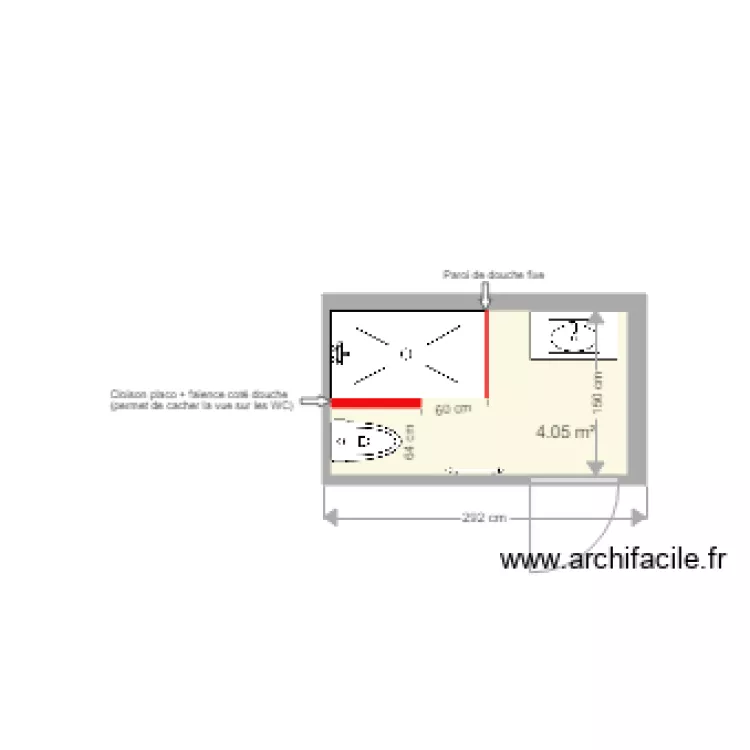 salle de bain client. Plan de 