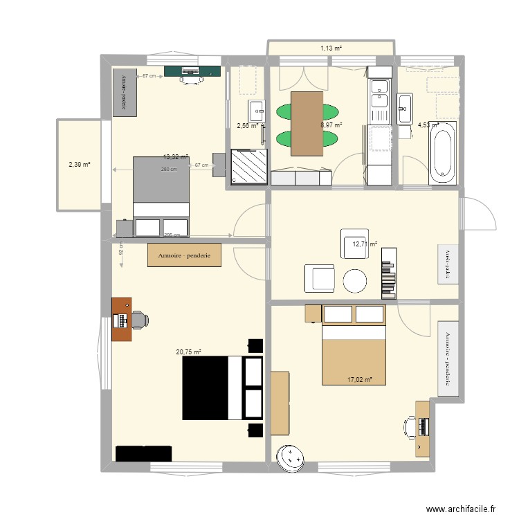 3eme etage bulle 2. Plan de 9 pièces et 83 m2