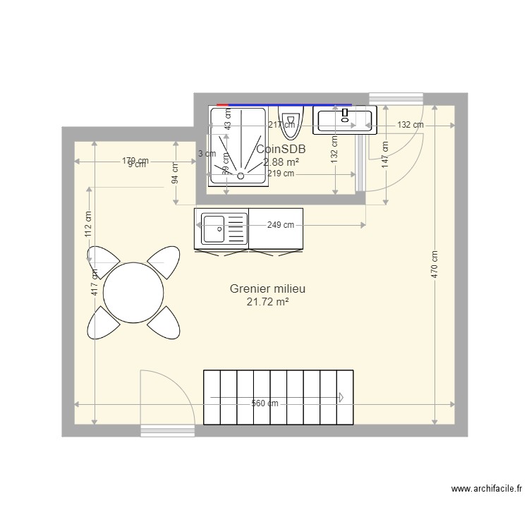 GrenierMilieuSdBplusgrande. Plan de 0 pièce et 0 m2