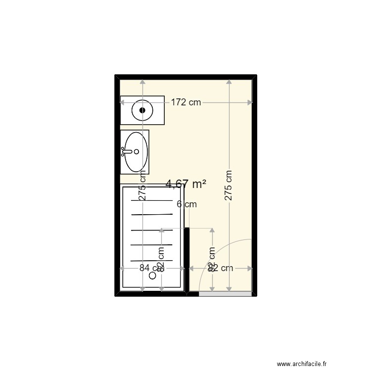 JAKIEMIEC NELLY. Plan de 1 pièce et 5 m2