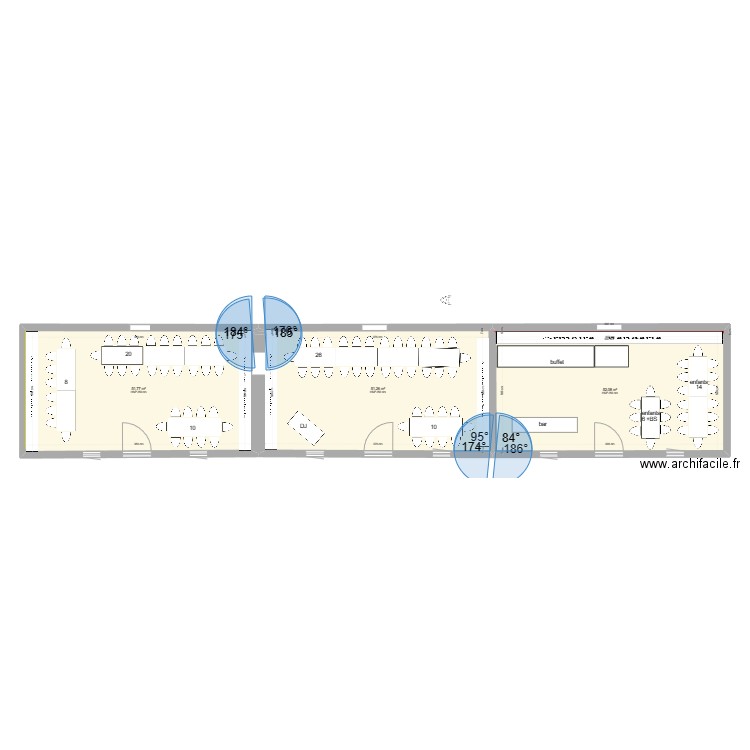 Chambre encas . Plan de 3 pièces et 155 m2