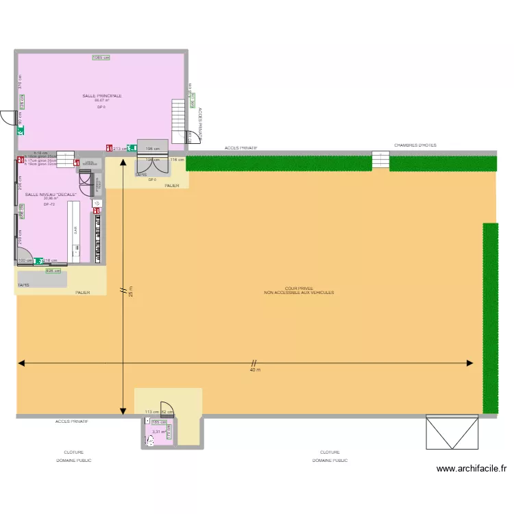 VUE D ENSEMBLE SALLE DE RECEPTION LA FONTAINE DU MONT AVANT TRAVAUX. Plan de 