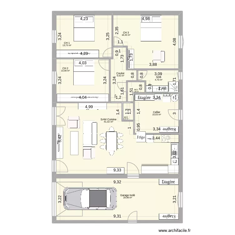 Maison meubl&eacute;e 30112025. Plan de 10 pièces et 139 m²