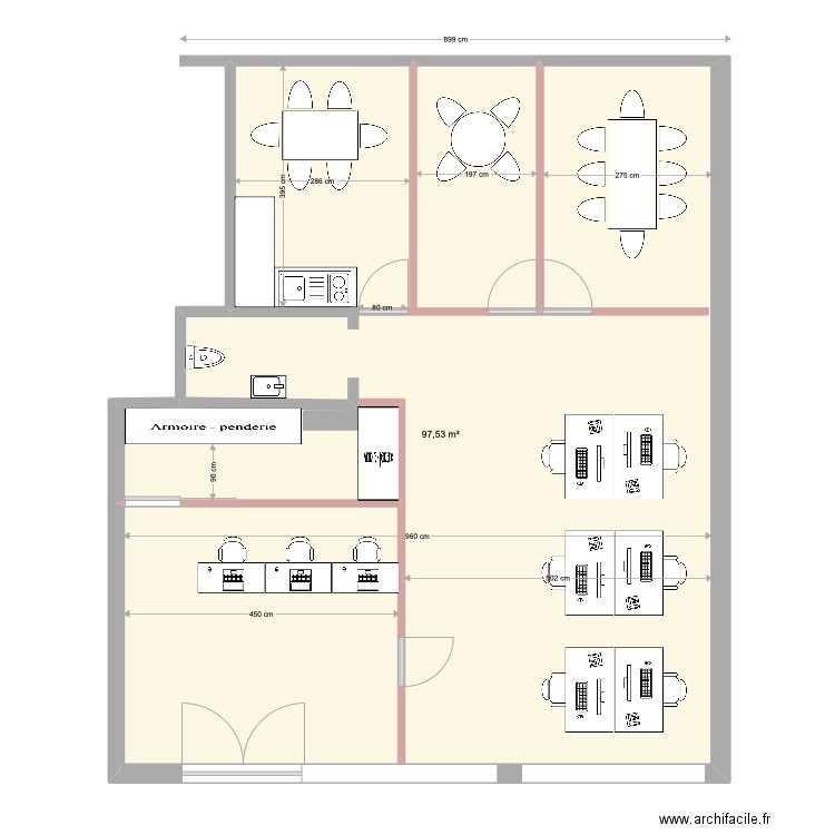 real properties. Plan de 1 pièce et 98 m2
