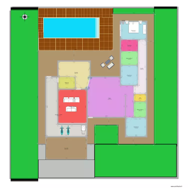 SR Plan Côtes Couleurs Toit Jardin. Plan de SR Plan Côtes Couleurs Toit Jardin. Plan de