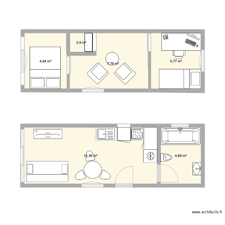 module 1. Plan de 6 pièces et 39 m2