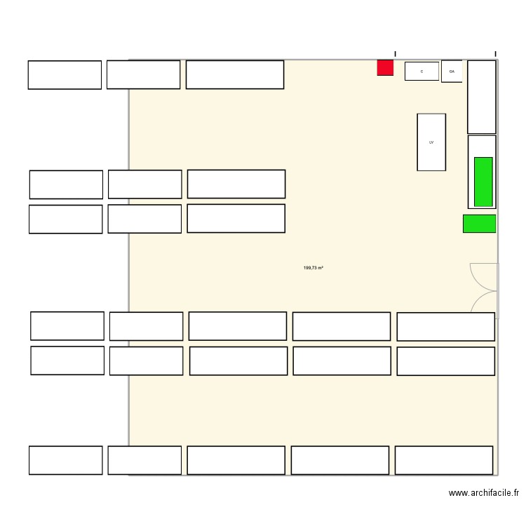 vue haut. Plan de 1 pièce et 200 m2