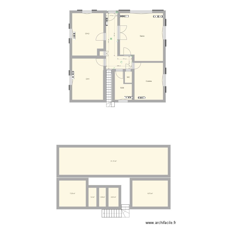 Plan1. Plan de 14 pièces et 127 m2