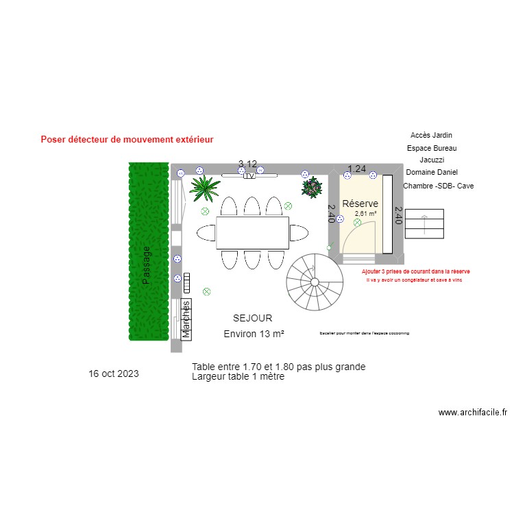 Séjour Vassy Oct 2022. Plan de 1 pièce et 3 m2